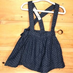 Hum Stitchery Toddler Overall Skirt Dress size 18-24 Months blue w/ white